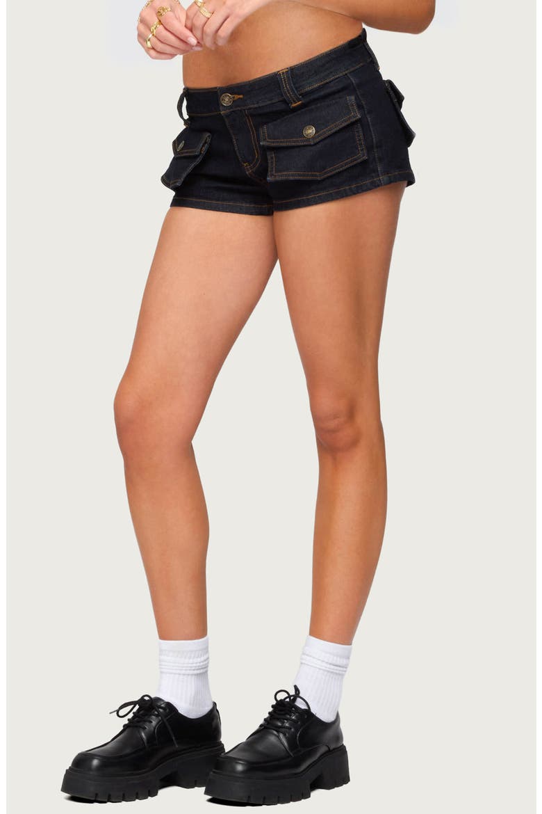 Cavella Low Rise Denim Cargo Shorts, Alternate, color, BLUE-WASHED