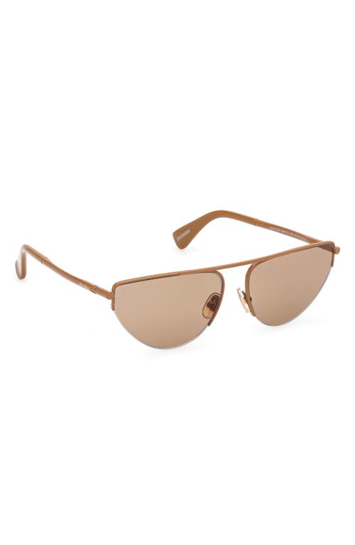 Max Mara Women's Shiny Light Brown Half-rim Cat-eye Sunglasses In Bronze/camel/light Brown