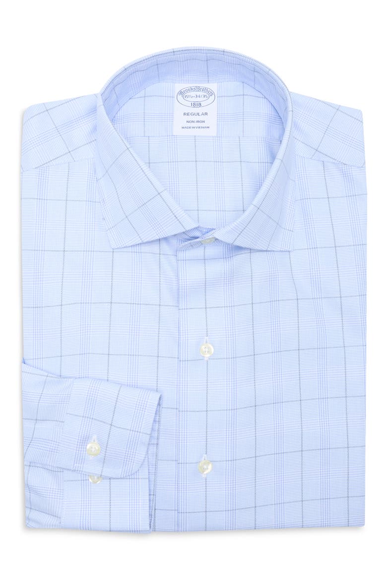 Regular Fit Plaid Non-Iron Dress Shirt, Alternate, color, LIGHT BLUE/NAVY
