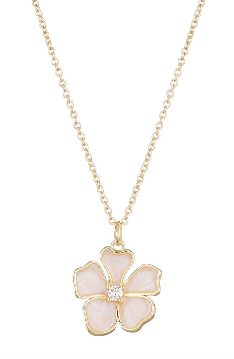 Adornia Mother-of-Pearl & Cubic Zirconia Flower Pendant Necklace, Main, color, Gold