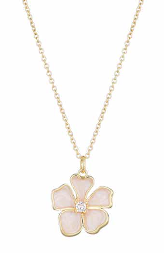 Adornia Mother-of-Pearl & Cubic Zirconia Flower Pendant Necklace
