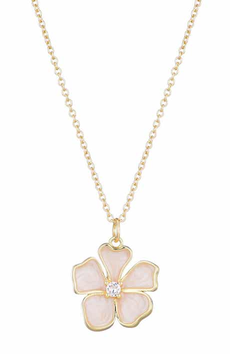 Adornia Mother-of-Pearl & Cubic Zirconia Flower Pendant Necklace