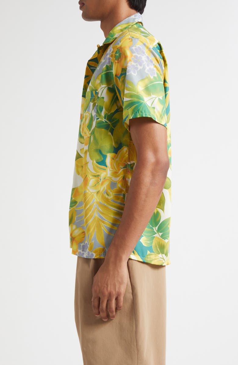 BEAMS Tropical Print Camp Shirt, Alternate, color, 55 Yellow