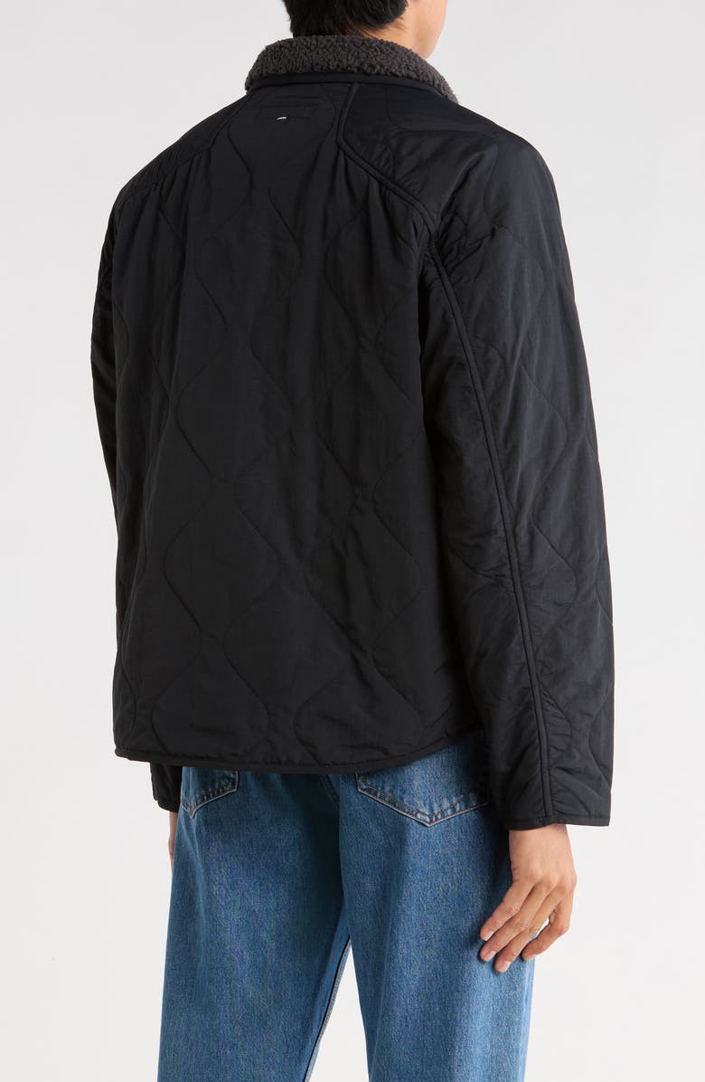 rag & bone Bolton Faux Shearling Collar Quilted Liner Coat, Alternate, color, Black