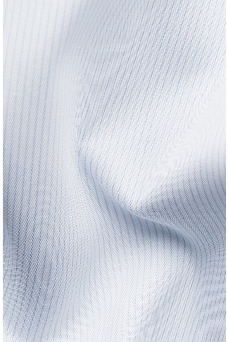 Slim Fit Pinstripe Cotton Twill Dress Shirt, Alternate, color, LIGHT BLUE