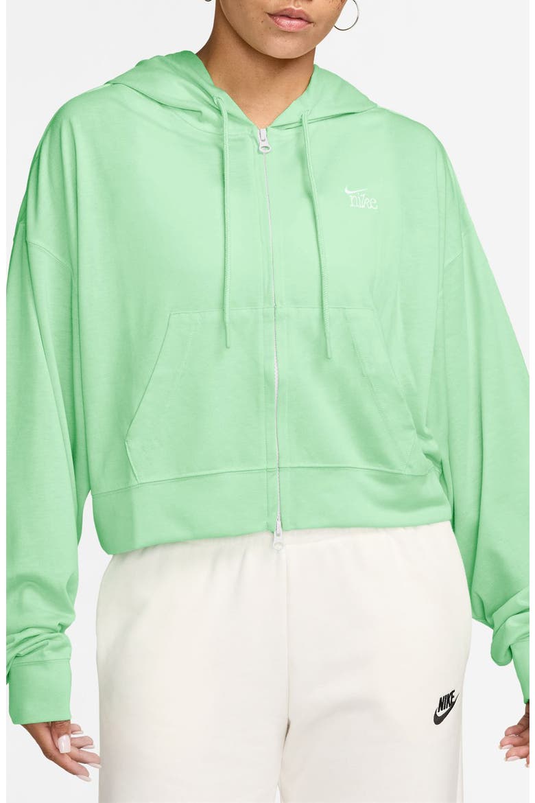 Lightweight Jersey Full Zip Hoodie, Main, color, CUCUMBER CALM/ WHITE