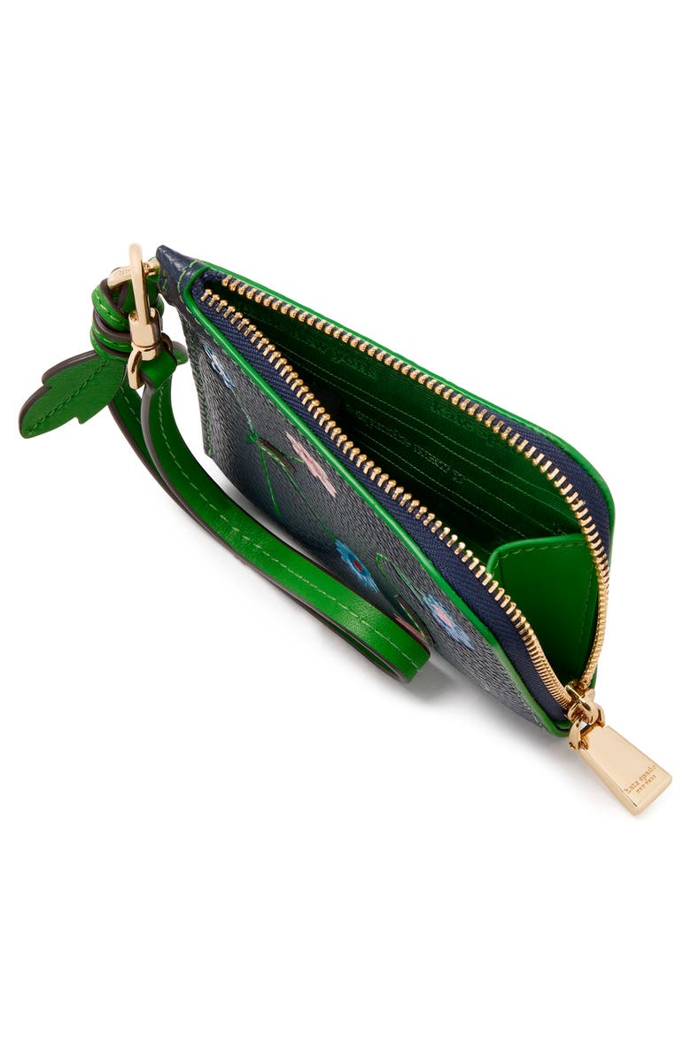 Kate Spade New York in the garden pebbled leather card case, Alternate, color, Parisian Navy Multi