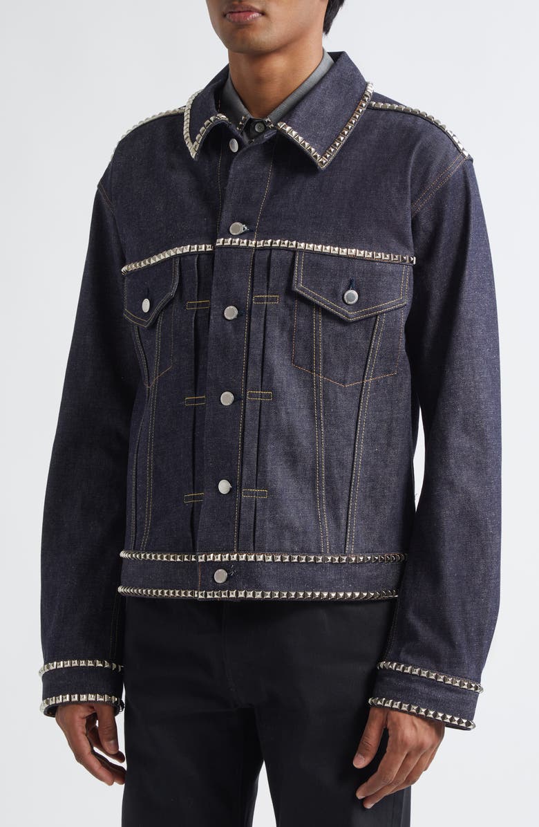 TAKAHIROMIYASHITA TheSoloist. Stud Embellished Denim Tracker Jacket, Alternate, color, Indigo