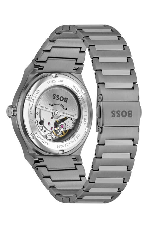 Hugo Boss Men Candor Auto Automatic Ionic Plated Gray Steel Watch 41mm