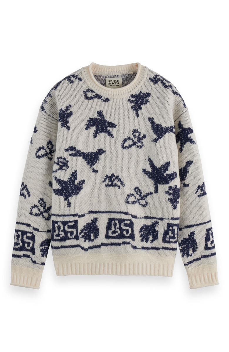 Scotch & Soda Jacquard Crewneck Sweater, Alternate, color, Eggnog
