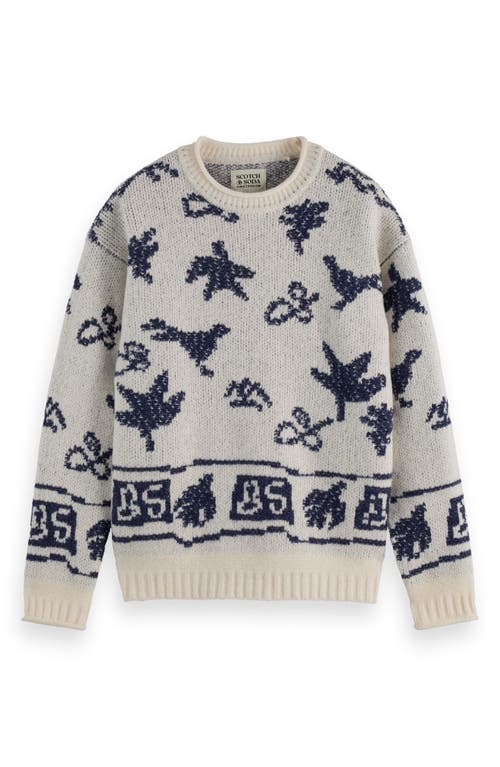 Scotch & Soda Jacquard Extra Dropped Shoulder Sweater In Gold