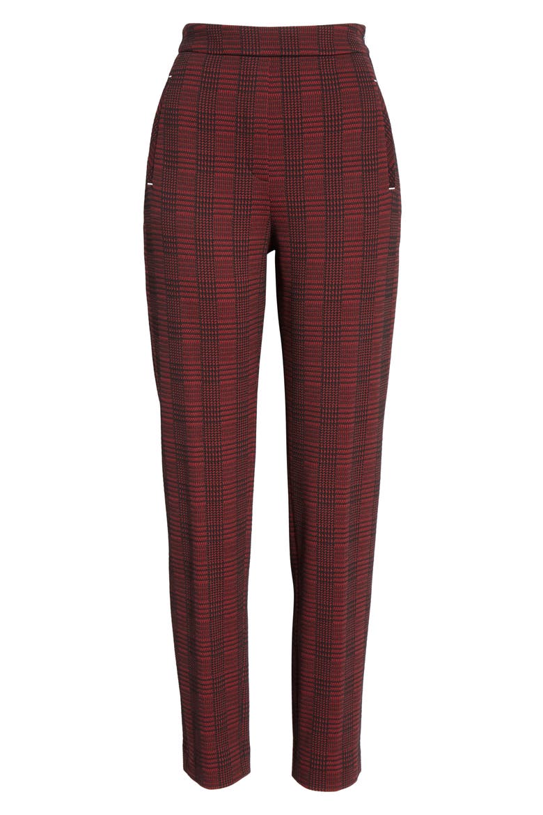 Hanette Plaid Ankle Pants, Alternate, color, BRICK RED