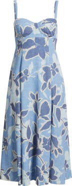 MOON RIVER Floral Empire Waist A-Line Midi Dress