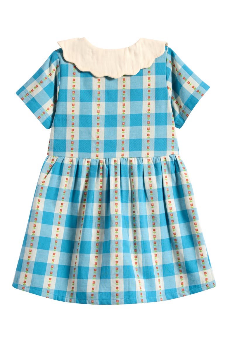 Kids' Floral Embroidered Gingham Dress, Alternate, color, BLUE