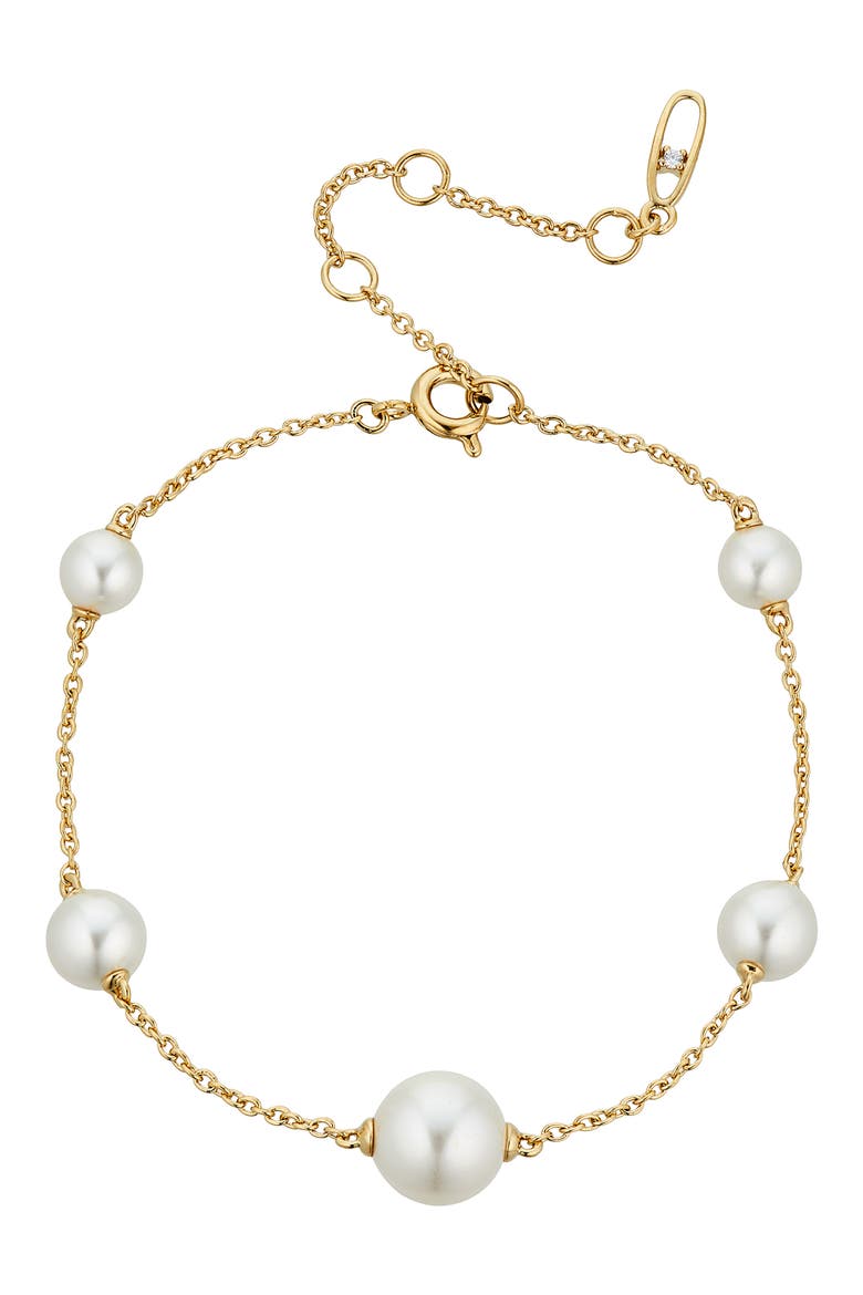 Dot Dot Dot Imitation Pearl Station Bracelet, Main, color, GOLD WITH PEARL
