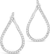 Sterling Forever 14K Rose Gold Plated Brass CZ Studded Drop Earrings