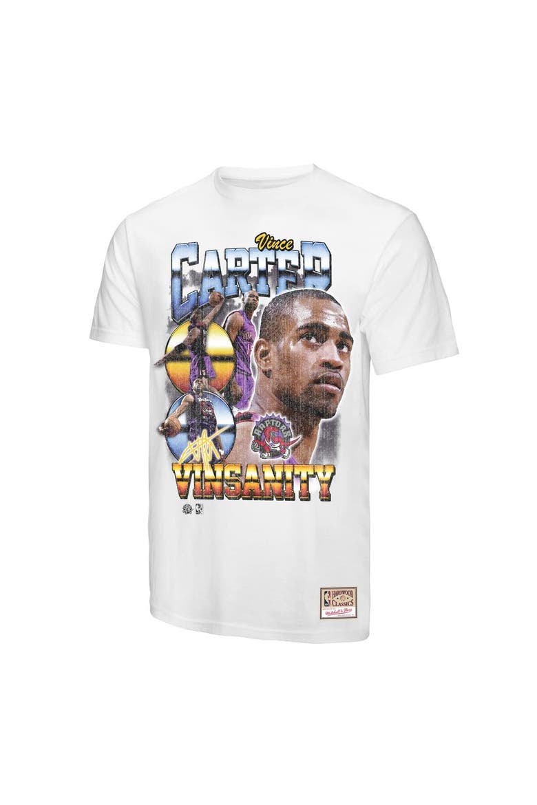 Men's Mitchell & Ness Vince Carter White Toronto Raptors Hardwood Classics Commemorative Player Collage T-Shirt, Alternate, color, White