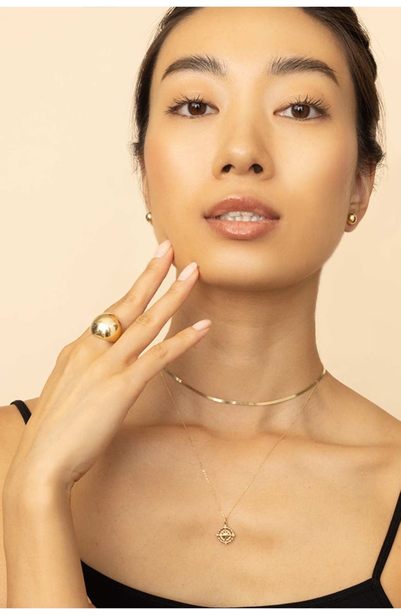 Oradina 14K Gold Compass Rose Pendant Necklace, Alternate, color, White Gold