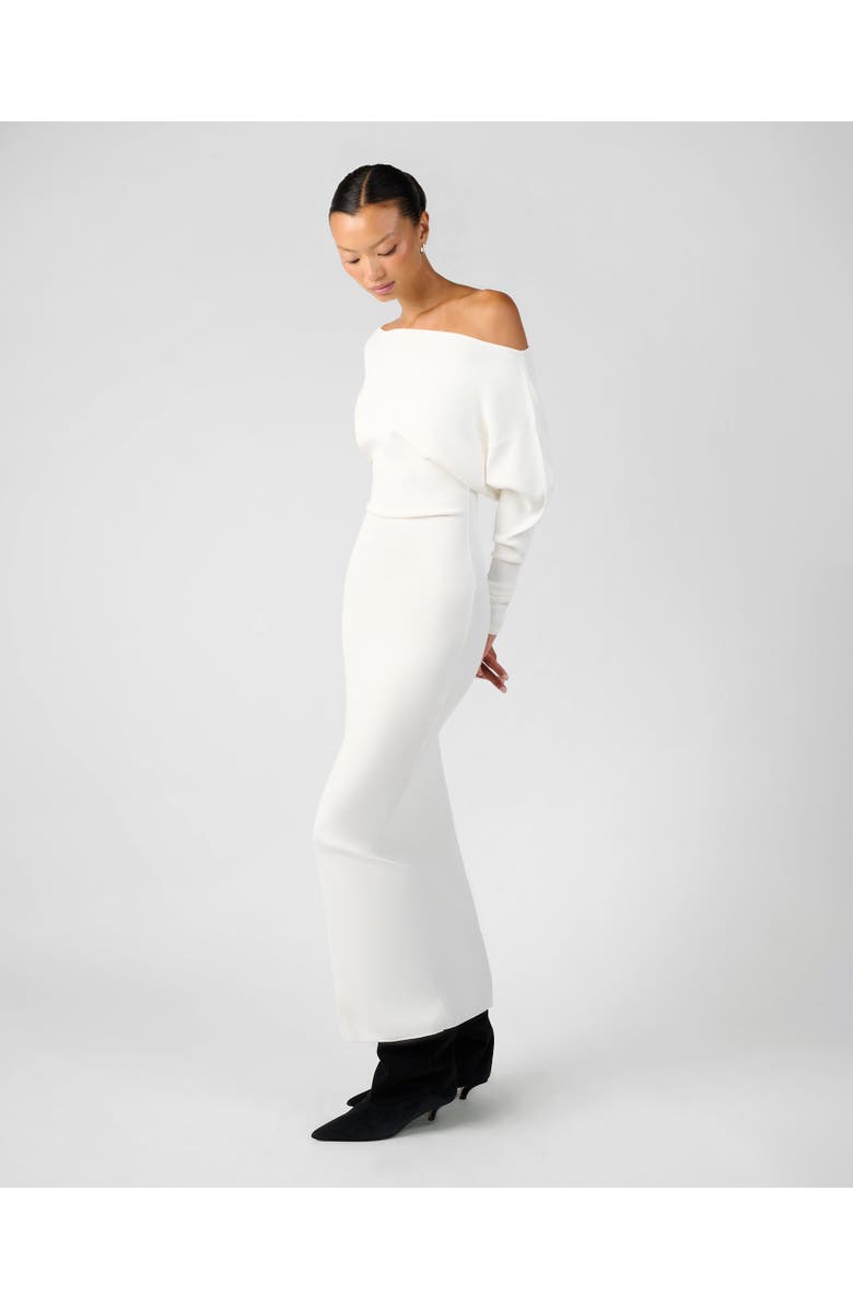 WeWoreWhat Off Shoulder Sweater Midi Dress, Alternate, color, Ivory
