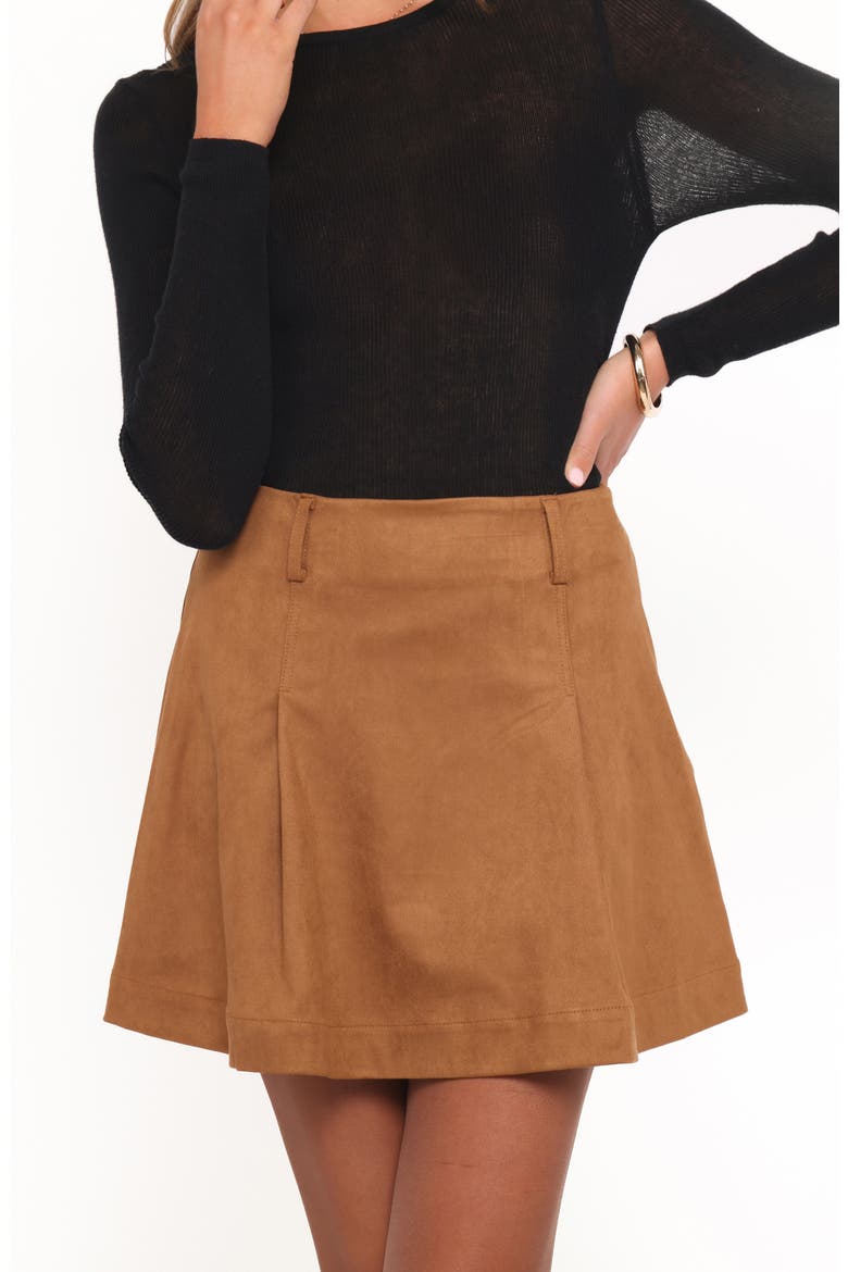 Charles Faux Suede Miniskirt, Alternate, color, CAMEL