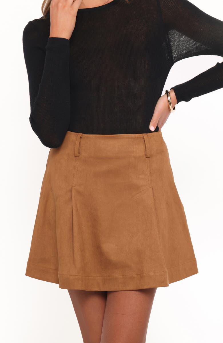 Petal & Pup Charles Faux Suede Miniskirt, Alternate, color, Camel