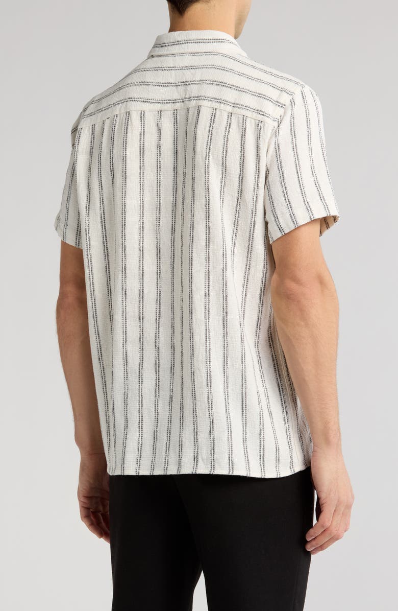 DENIM AND FLOWER Textured Stripe Short Sleeve Shirt, Alternate, color, White