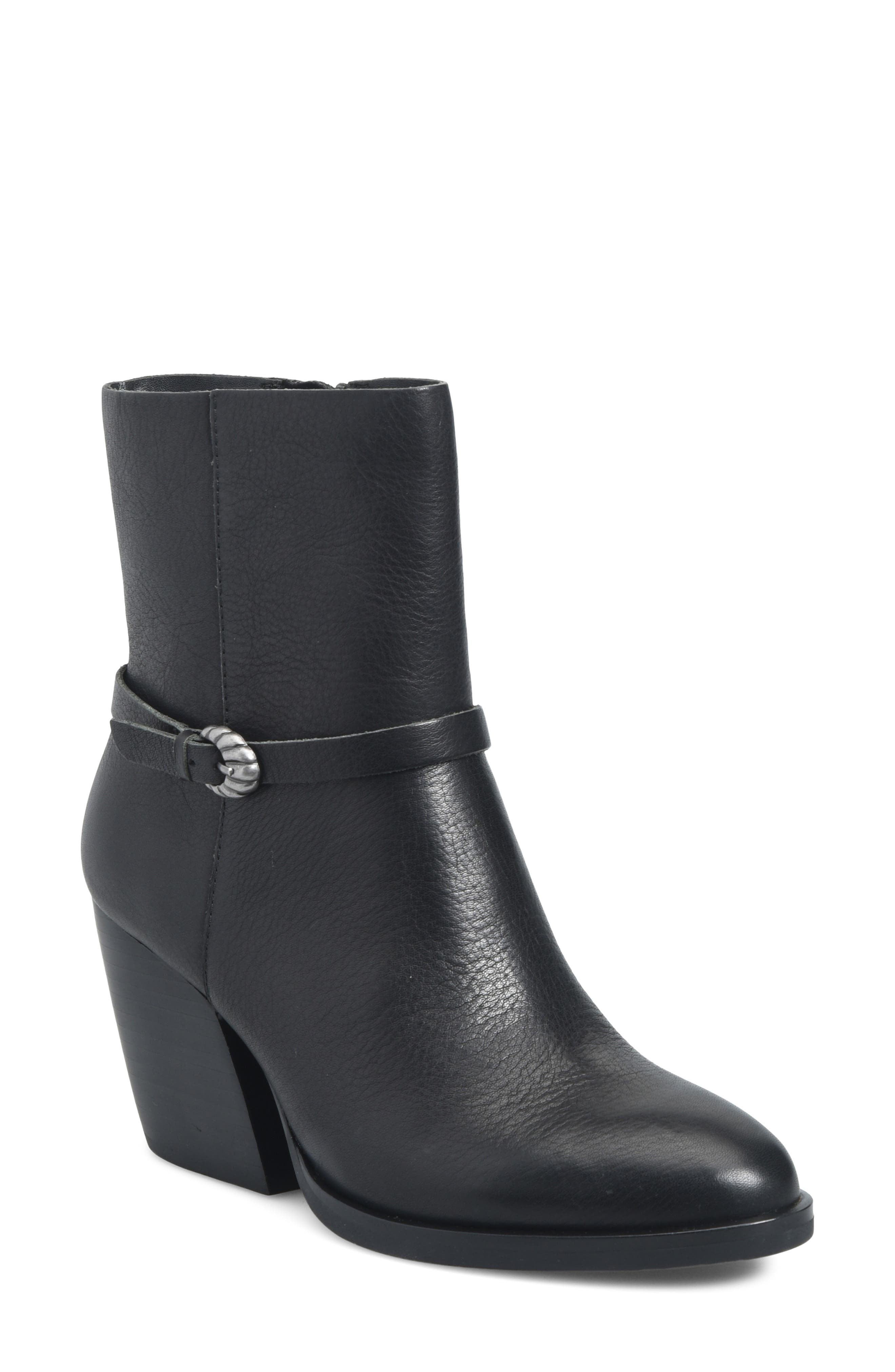 Solstice Leather Bootie, Main, color, BLACK LEATHER