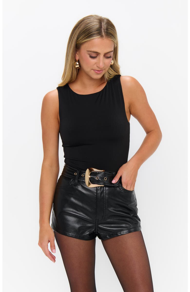 Show Me Your Mumu Asher Shorts, Alternate, color, Black Faux Leather