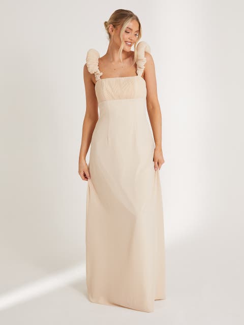 Pleated Shoulder Bridesmaid Dress