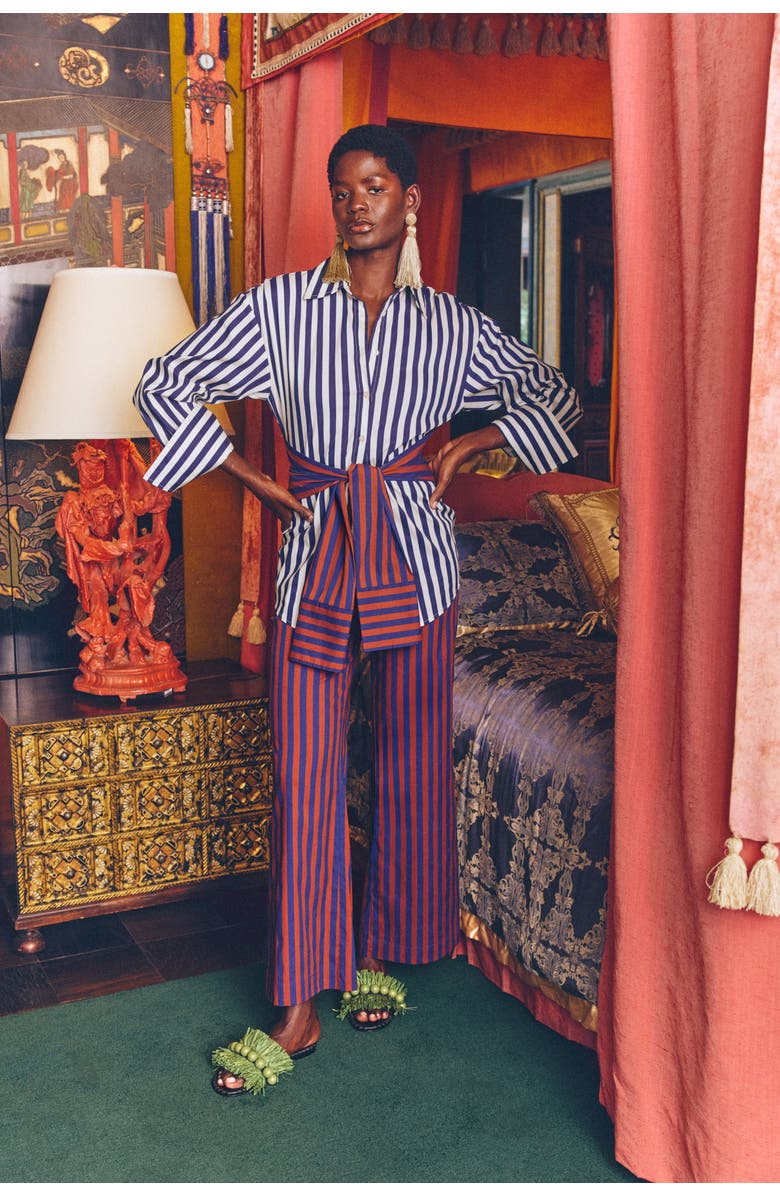 SIMONMILLER Inna Poplin Top, Alternate, color, Navy Stripe Multi