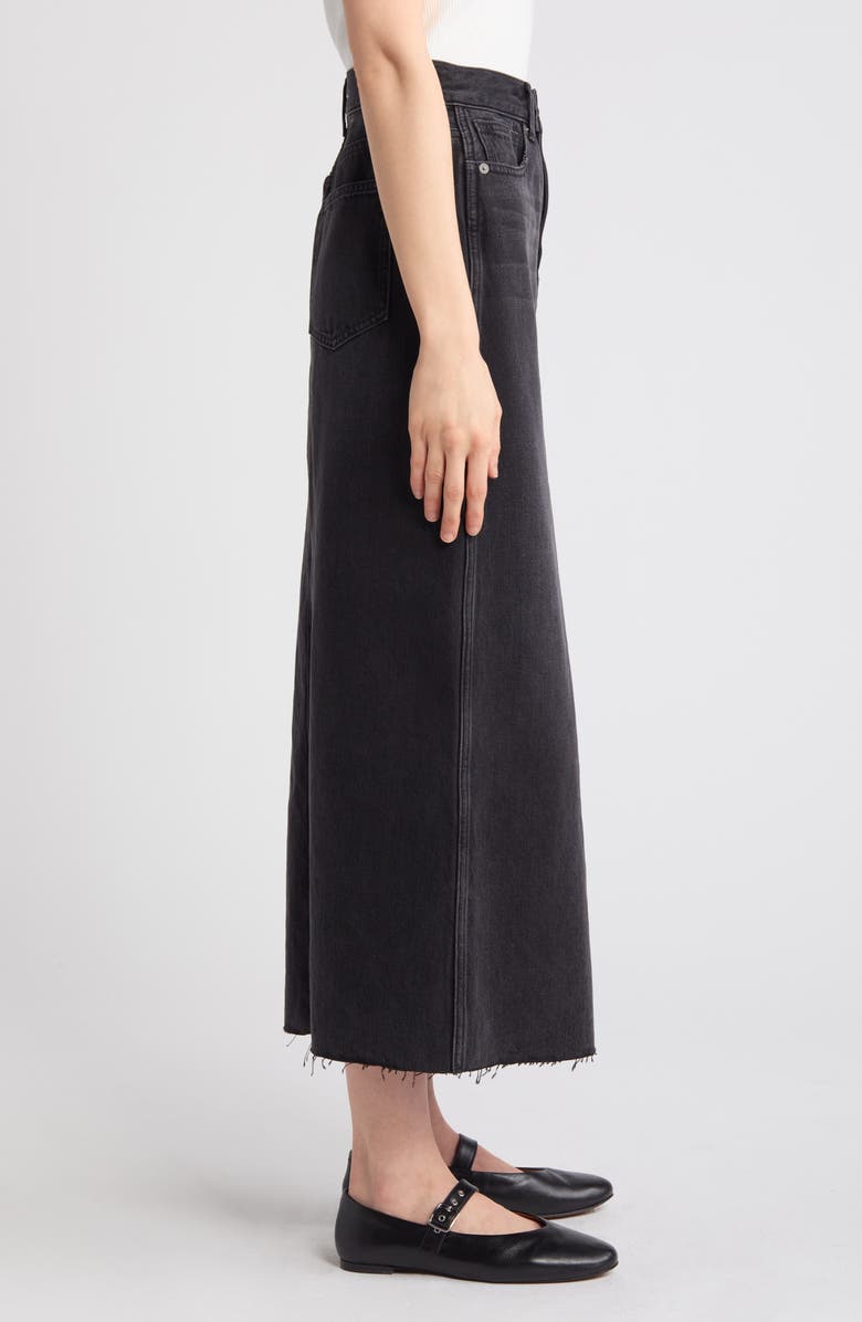 Madewell Raw Hem Mid Rise Denim Midi Skirt, Alternate, color, 