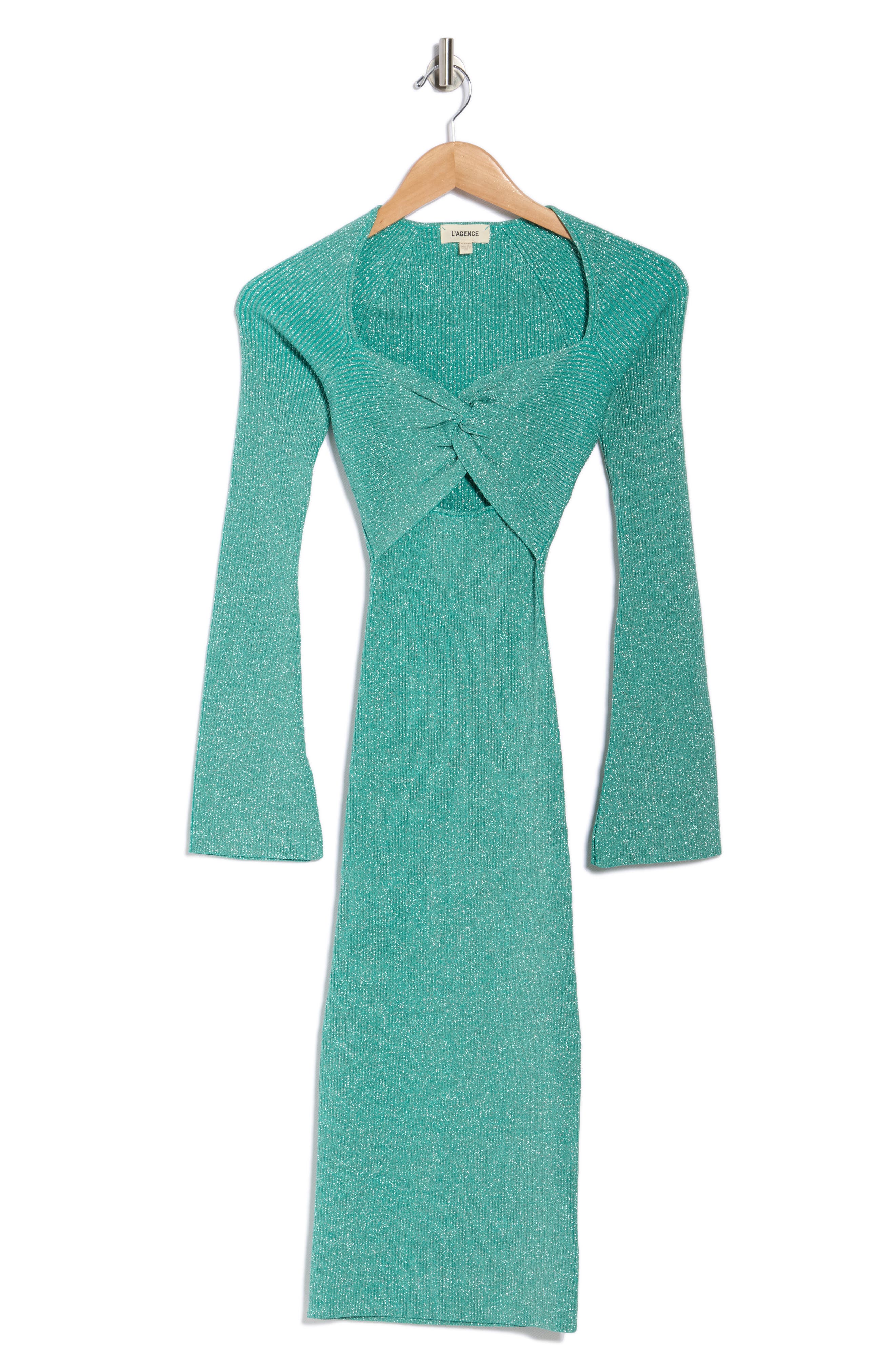 L'AGENCE Boa Long Sleeve Twisted Front Dress