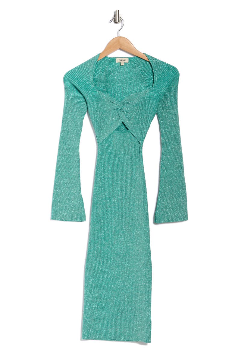 Boa Long Sleeve Twisted Front Dress, Alternate, color, JADE