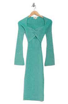 L'AGENCE Boa Long Sleeve Twisted Front Dress