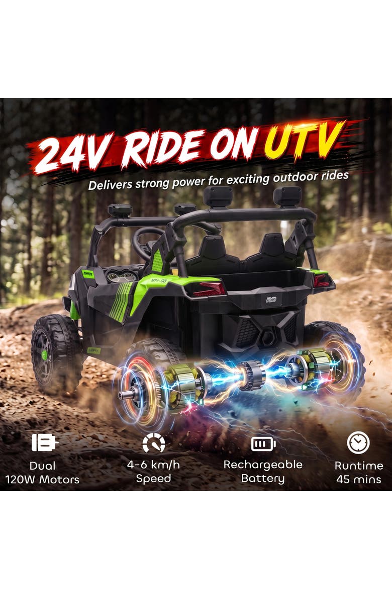 2-Seater Electric UTV Ride On Truck, Alternate, color, Green