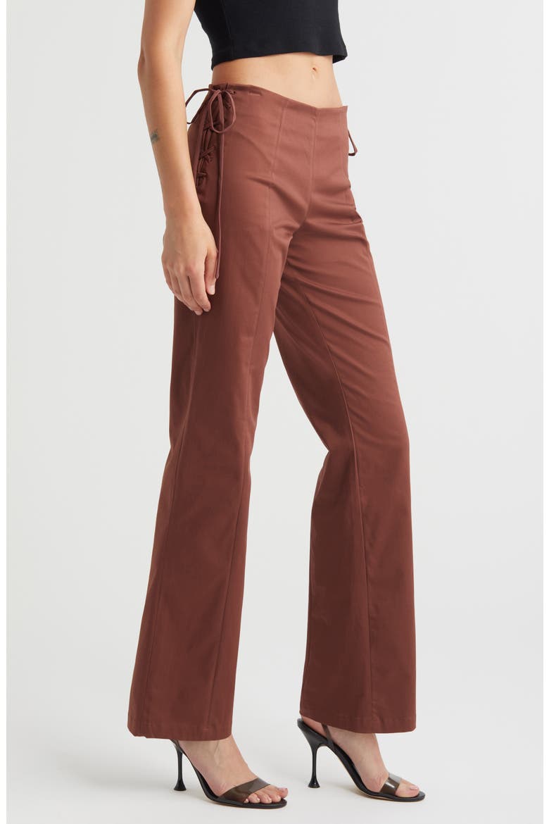 Lace-Up Stretch Cotton Twill Pants, Alternate, color, COFFEE BEAN