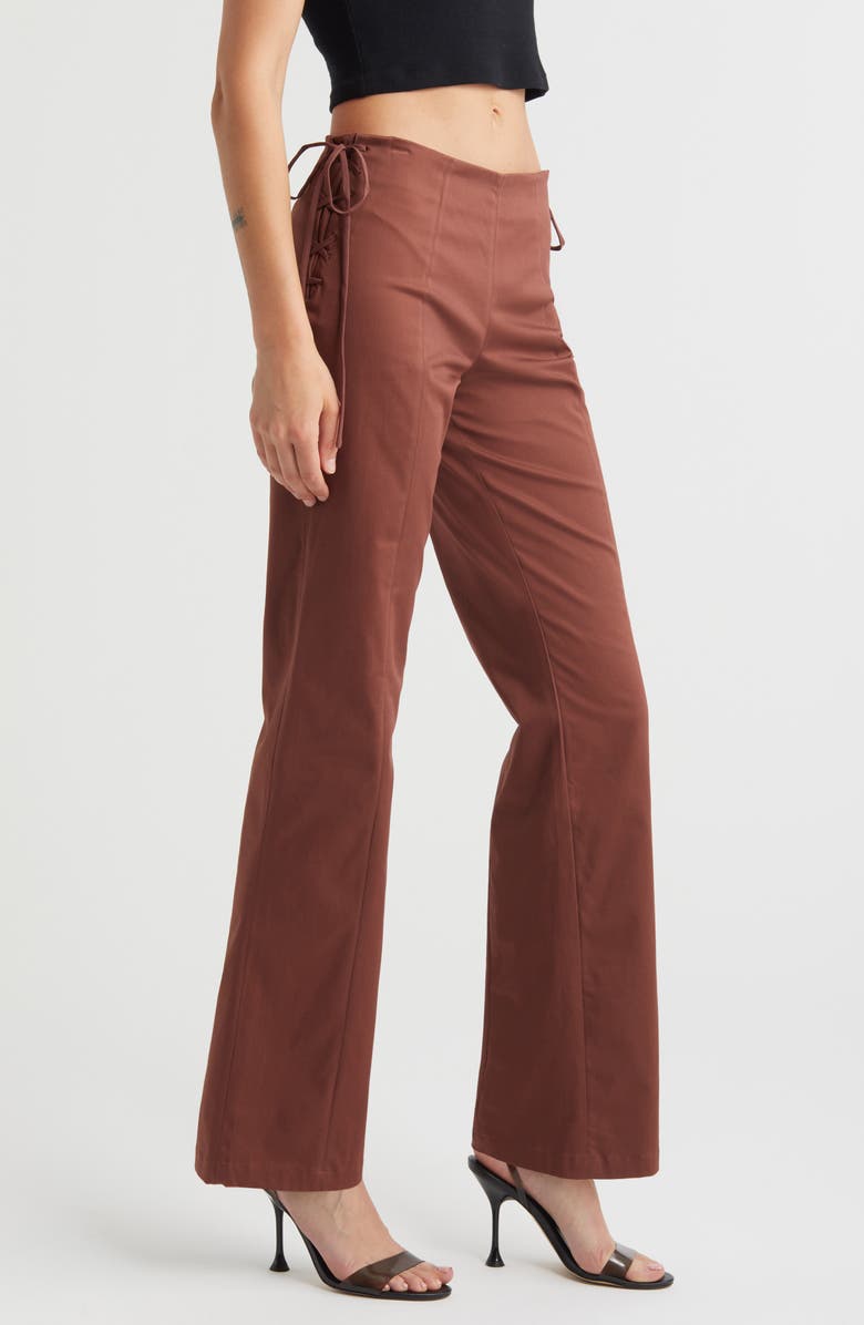 Mistress Rocks Lace-Up Stretch Cotton Twill Pants, Alternate, color, Coffee Bean