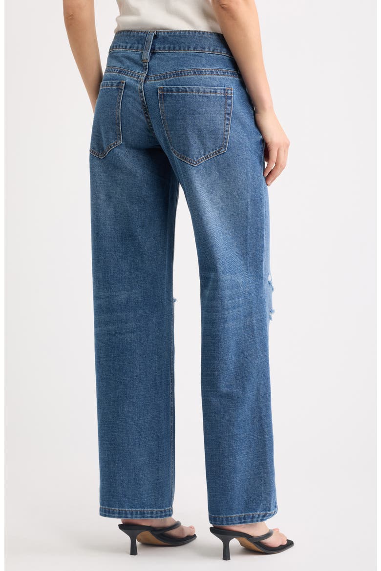Low Rise Forward Seam Relaxed Straight Leg Ripped Jeans, Alternate, color, MEDIUM DARK VINTAGE