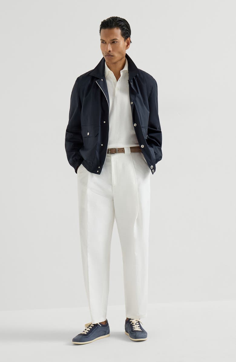 Brunello Cucinelli Lightweight knit Polo, Alternate, color, Panama