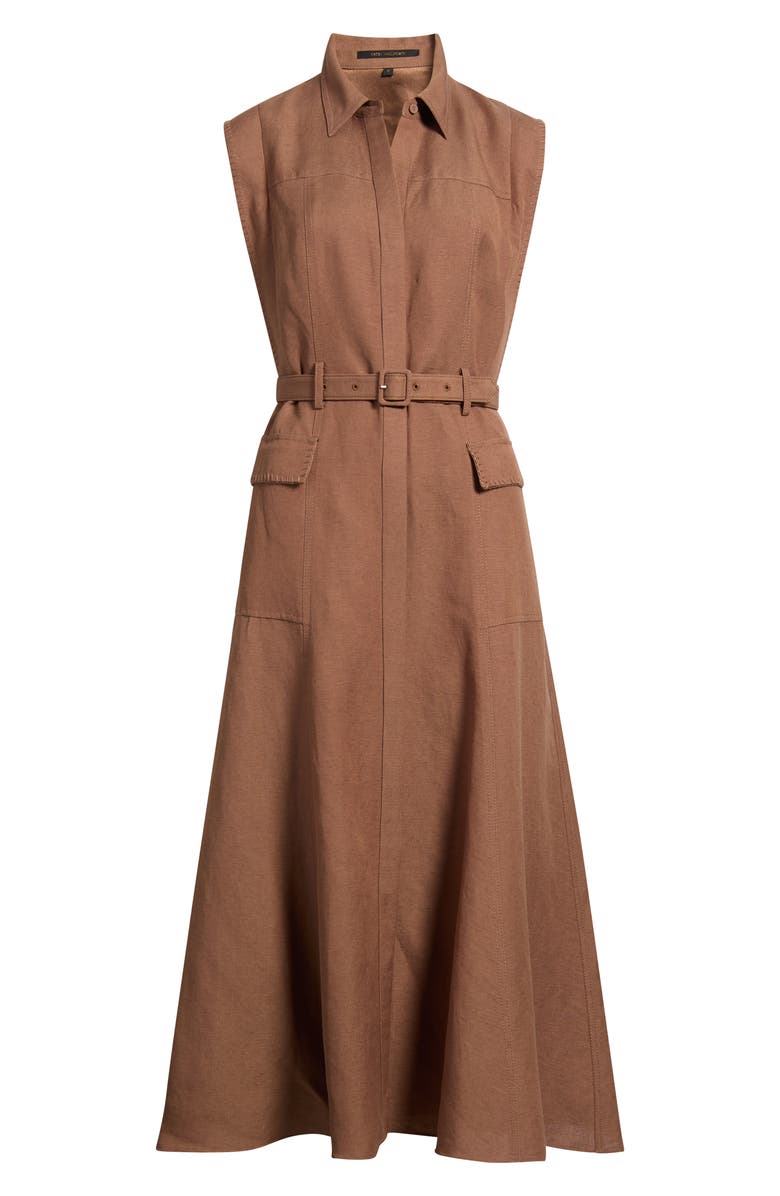 KOBI HALPERIN Tomi Linen Blend Maxi Shirtdress, Main, color, Cacao