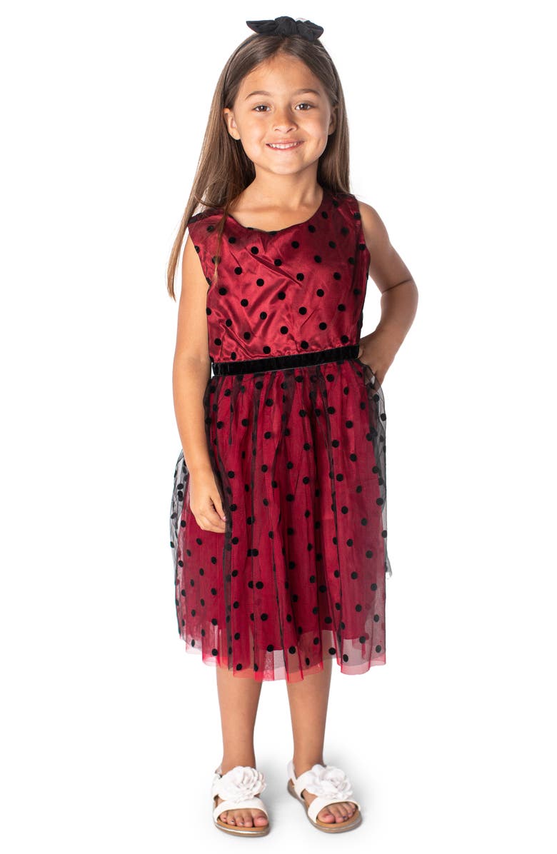 Popatu Kids' Polka Dot Velvet & Tulle Dress, Main, color,