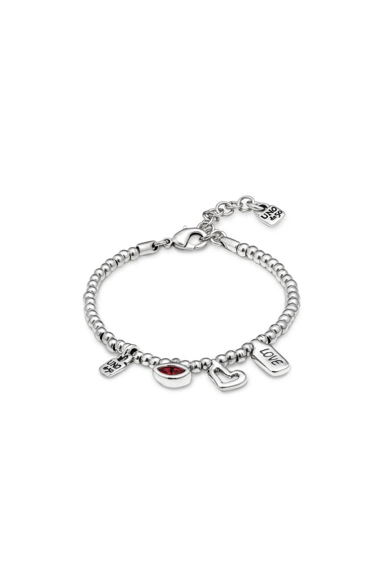 Sterling Silver-Plated Beaded Bracelet with Charms, Main, color, Silver