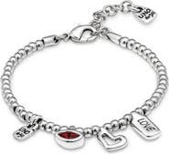 UNODE50 Sterling silver-plated beaded bracelet with charms