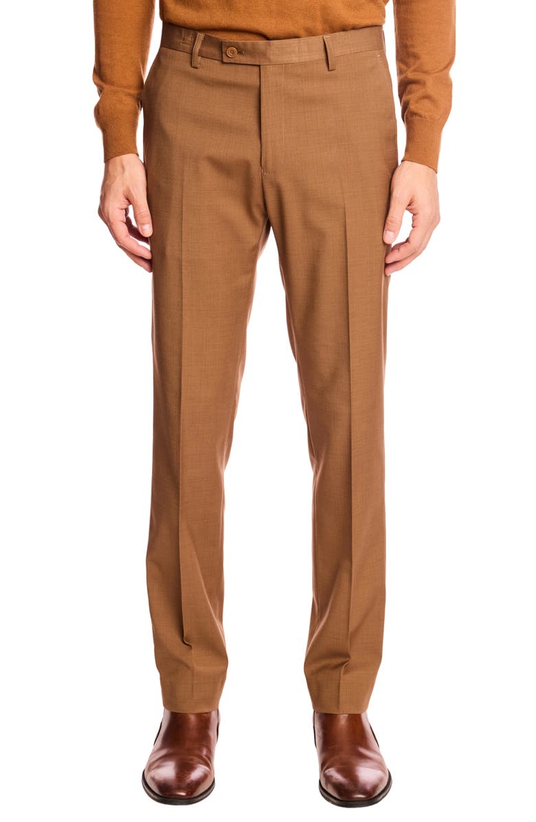 PAISLEY & GRAY Downing Slim Fit Flat Front Dress Pants, Main, color, Deep Tan