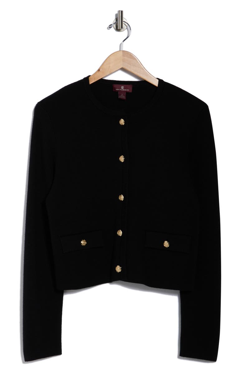 Bruno Magli Merino Wool Crop Cardigan, Alternate, color, Black