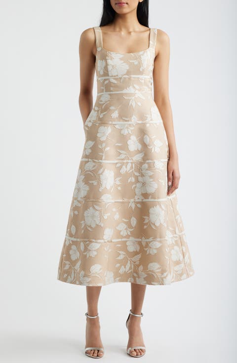 Floral Jacquard A-Line Dress