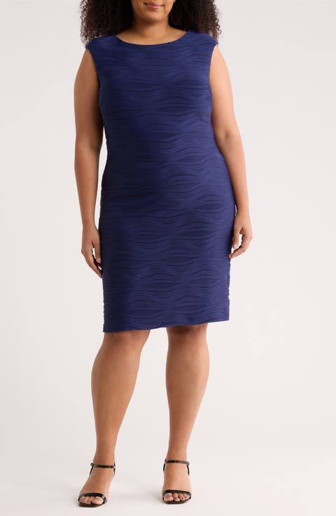 Textured Sleeveless Sheath Dress