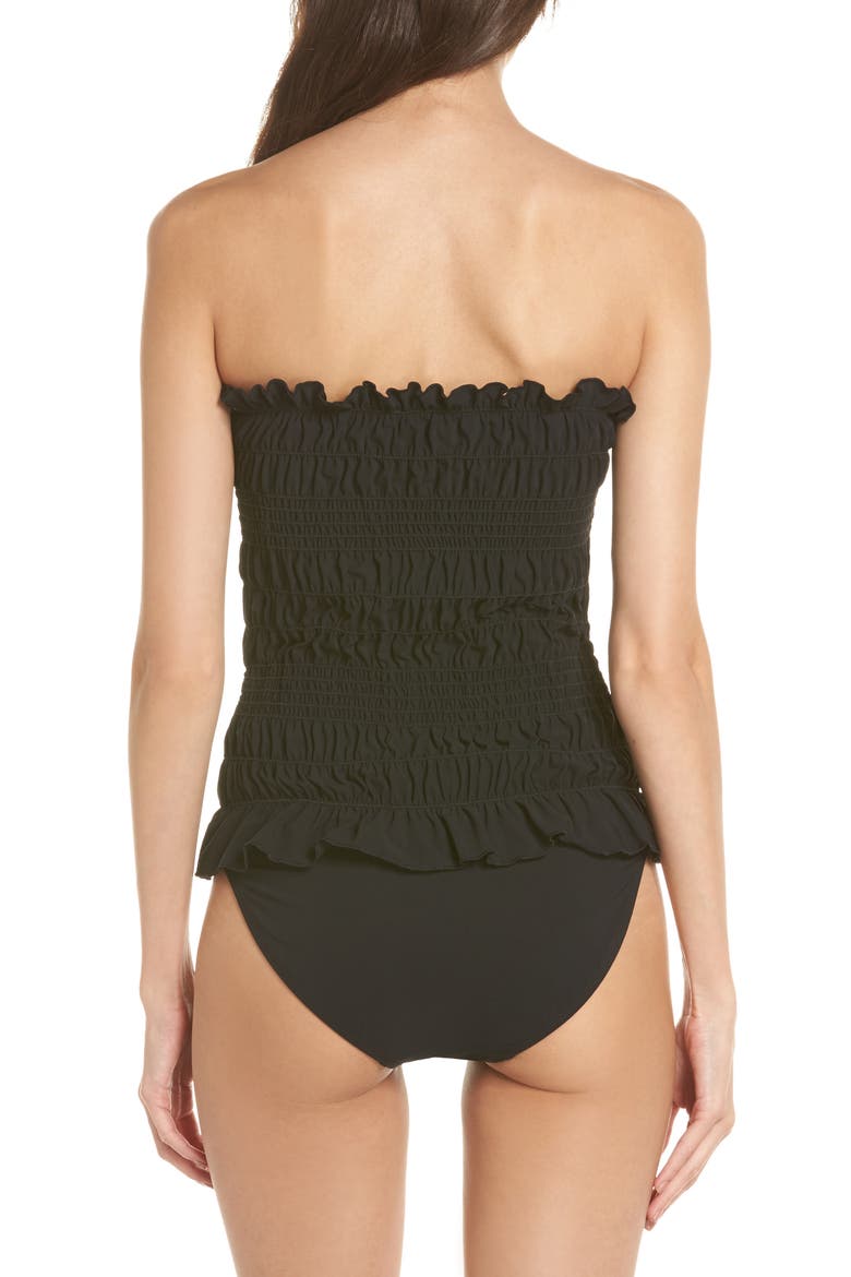 Costa Smocked One-Piece Swimsuit, Alternate, color, BLACK / BLACK