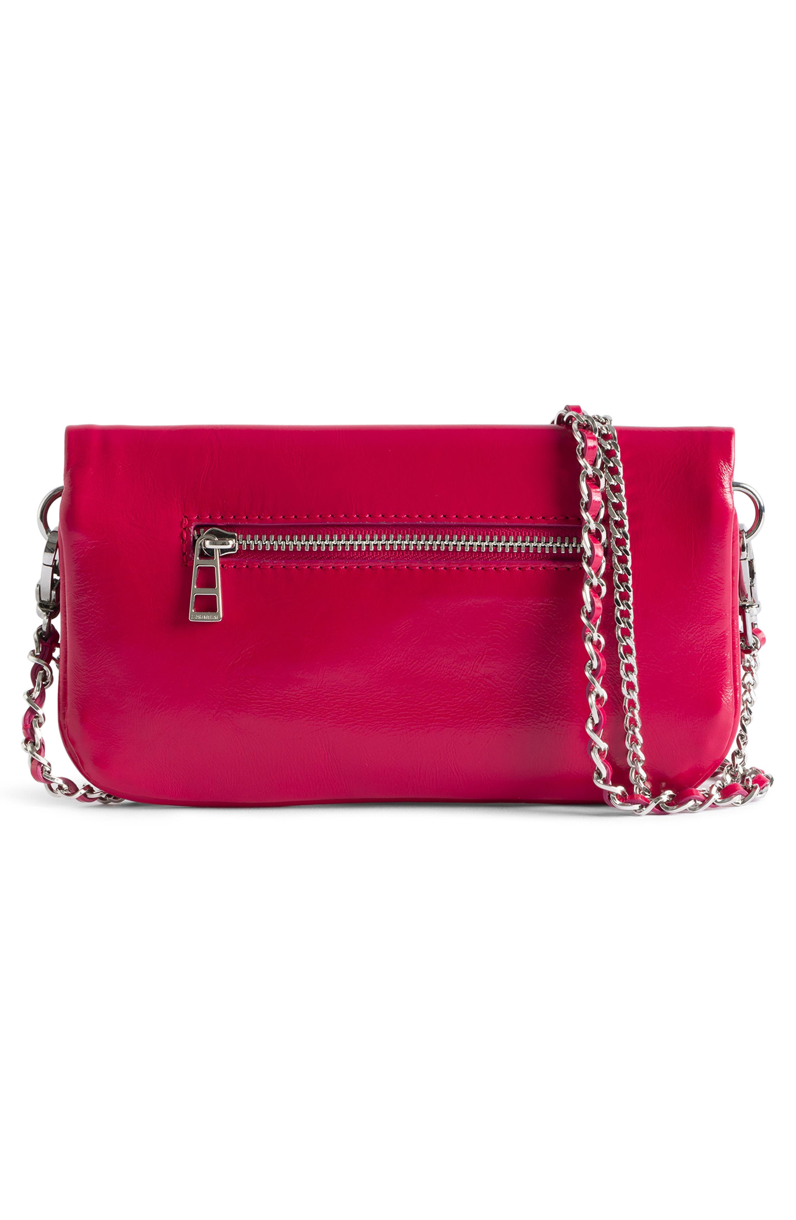 Zadig & Voltaire Rock Nano Patent Leather Clutch, Alternate, color, Podium