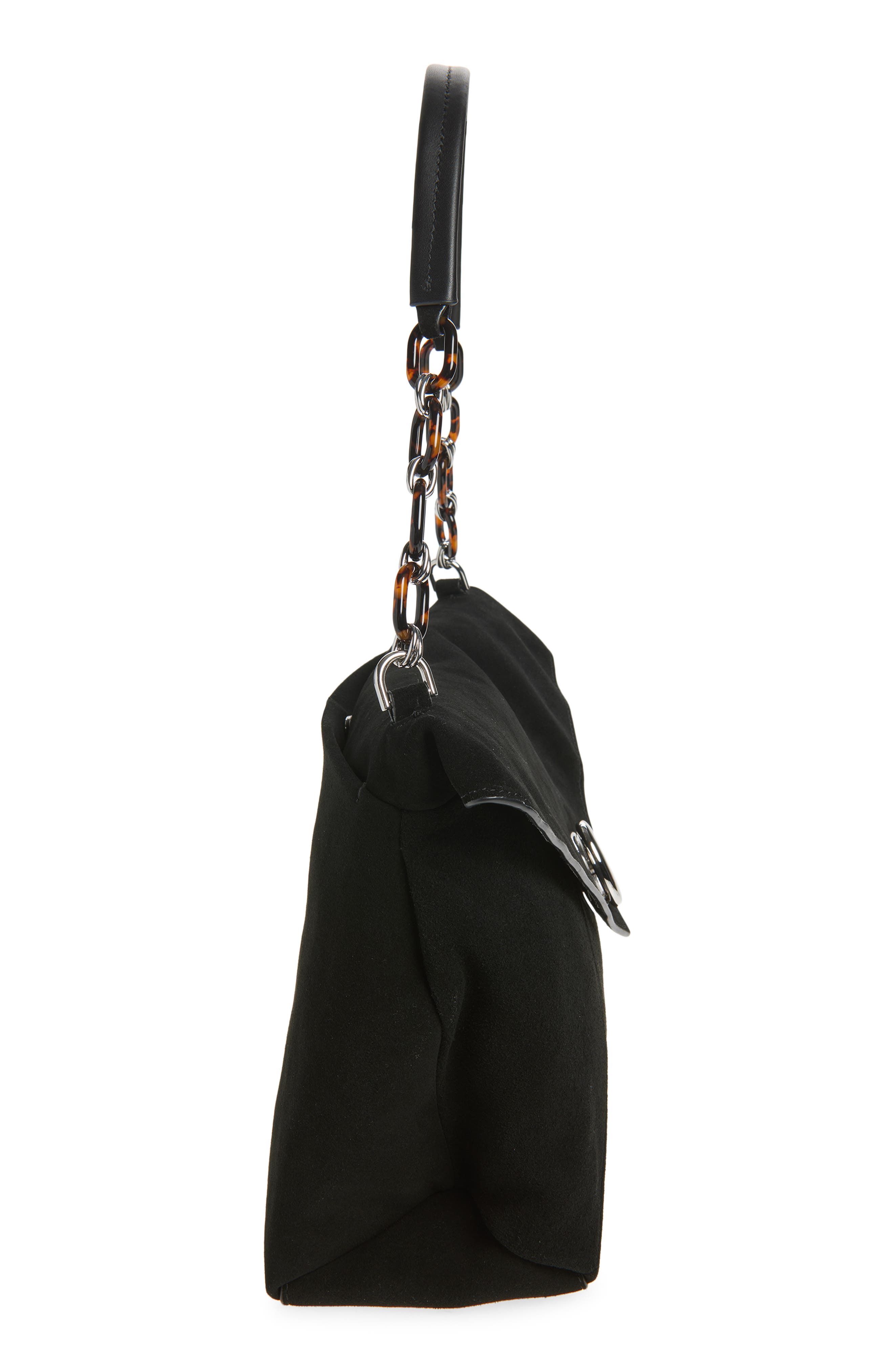 Rebecca Minkoff Love Note Suede Shoulder Bag, Alternate, color, Black